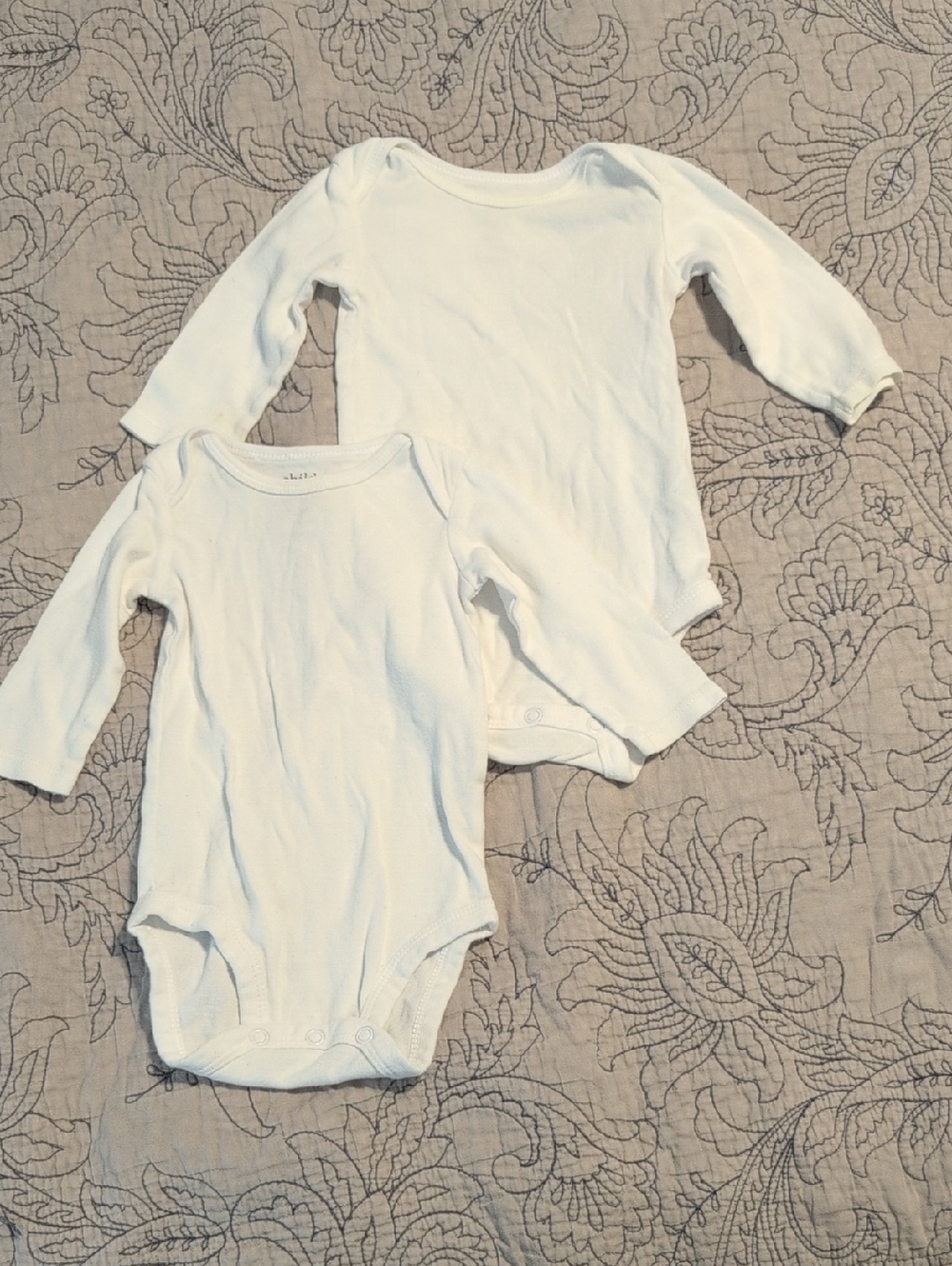 Carter's White Long-Sleeve Baby One-Piece Bodysuits (2 Pack)